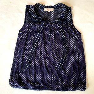 Sleeveless Blouse with Tie and Buttoned Front by Ann Taylor LOFT, Size Medium